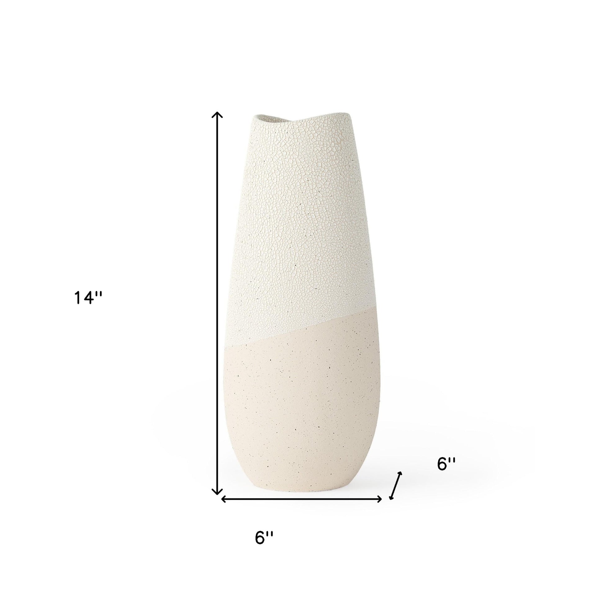 14" Cream Abstract Cylinder Ceramic Table Vase - Loft&Timber