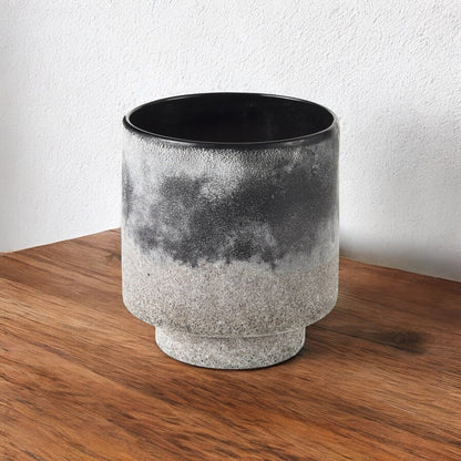 6" Brown And Black Abstract Cylinder Ceramic Table Vase - Loft&Timber