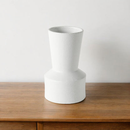 9" White Abstract Cylinder Ceramic Table Vase - Loft&Timber