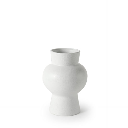 11" White Abstract Cylinder Ceramic Table Vase - Loft&Timber