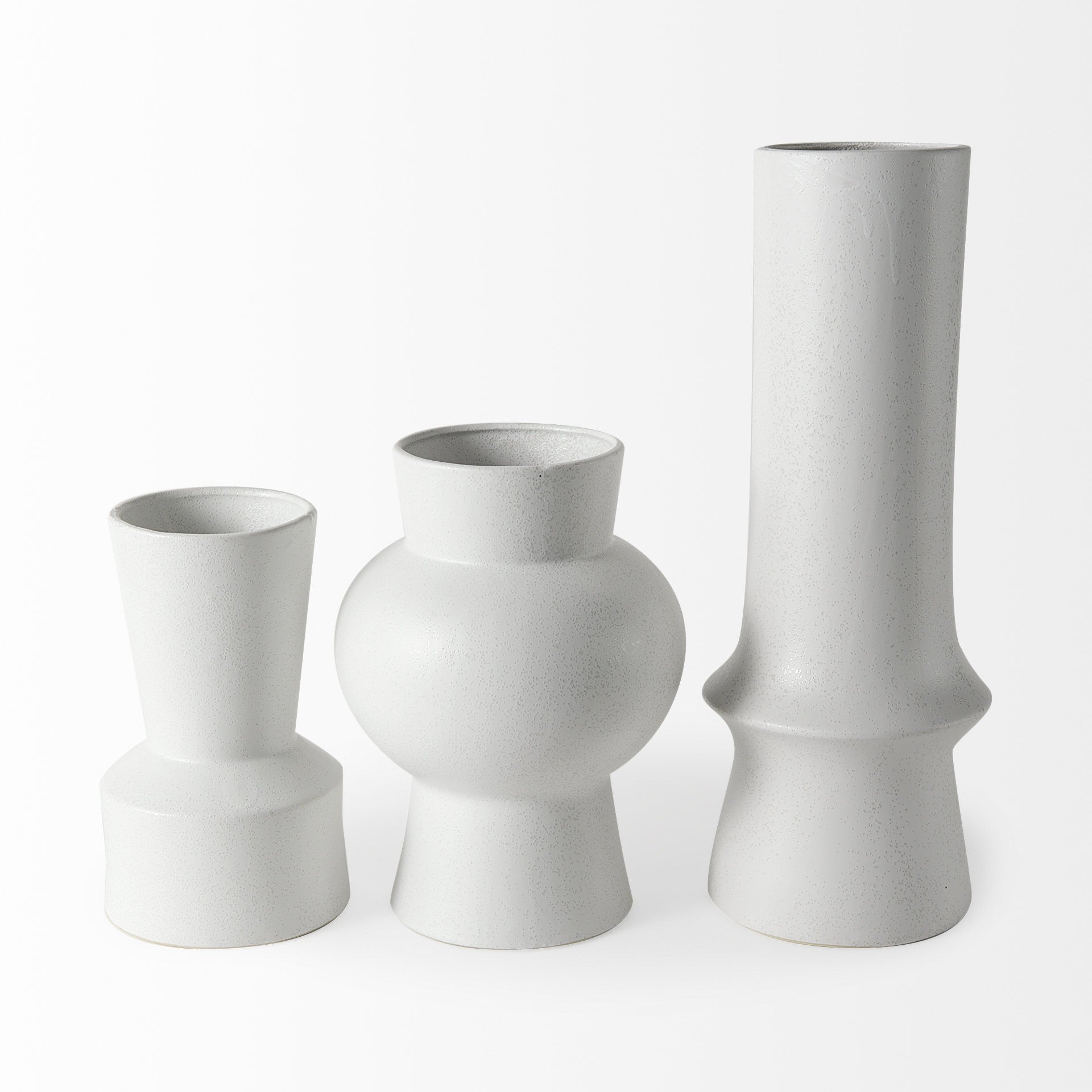 11" White Abstract Cylinder Ceramic Table Vase - Loft&Timber