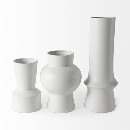 11" White Abstract Cylinder Ceramic Table Vase - Loft&Timber