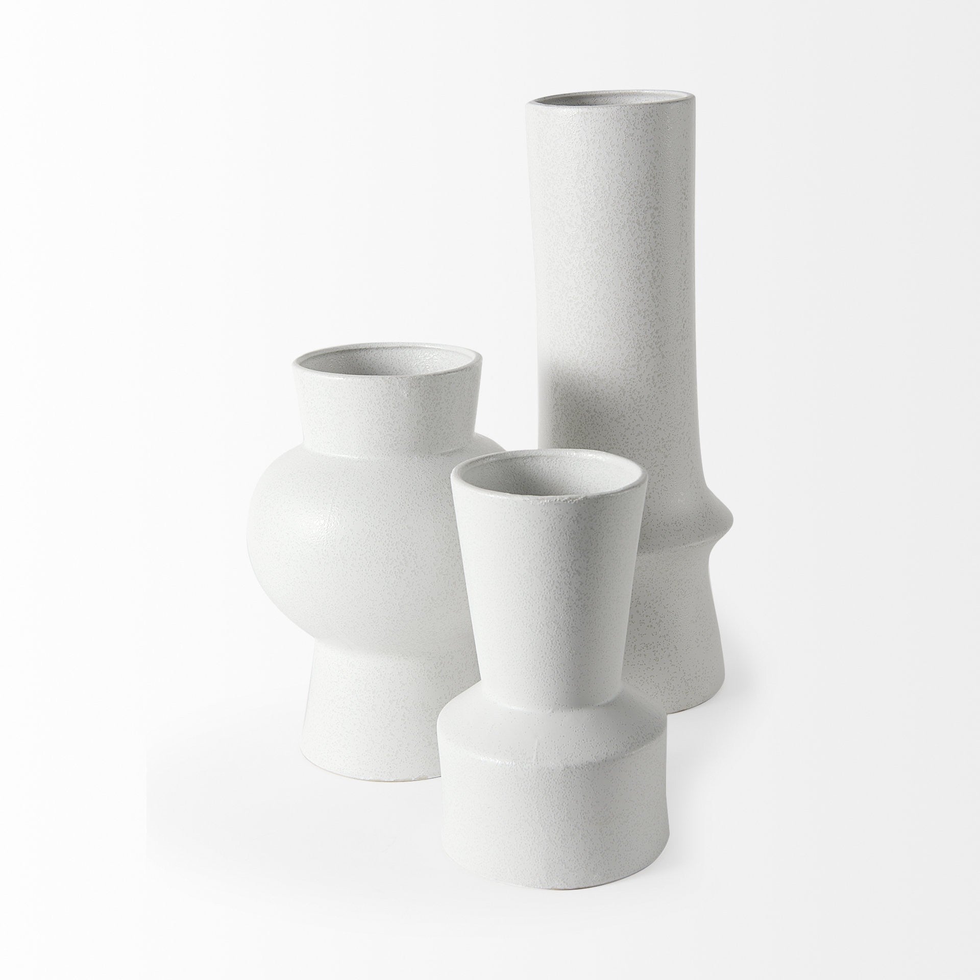 11" White Abstract Cylinder Ceramic Table Vase - Loft&Timber