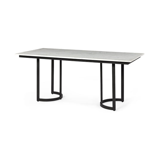 71" White And Black Dining Table - Loft&Timber