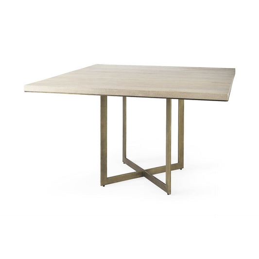 Modern Square Wood and Gold Dining Table - Loft&Timber