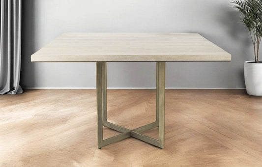 Modern Square Wood and Gold Dining Table - Loft&Timber