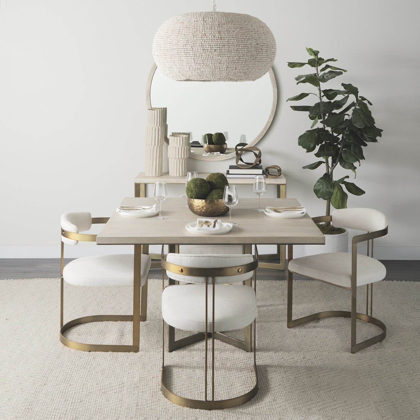 Modern Square Wood and Gold Dining Table - Loft&Timber