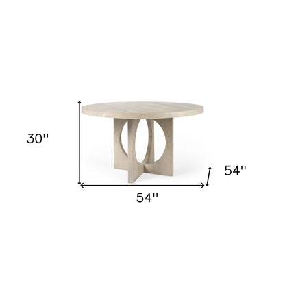 54" Natural Rounded Pedestal Base Dining Table - Loft&Timber