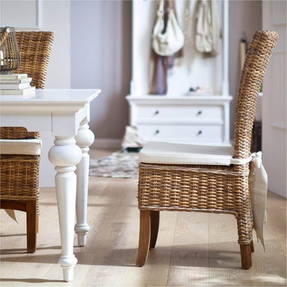 Set of Two Cream and Natural Dining Parsons Chairs - Loft&Timber