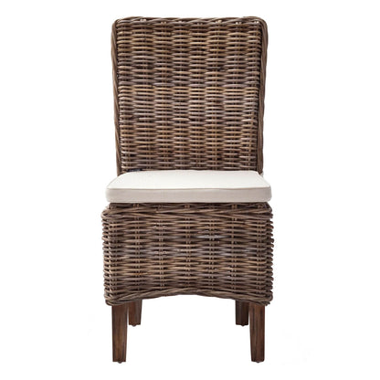 Set of Two Cream and Brown Dining Parsons Chairs - Loft&Timber