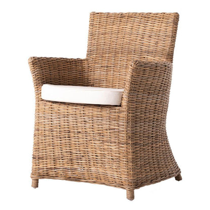 Set of Two Cream And Natural Rattan Dining Arm Chairs - Loft&Timber