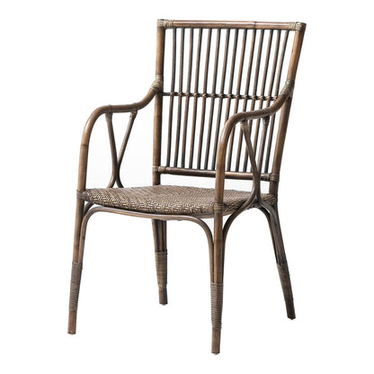 Set of Two Natural Rattan Slat Back Dining Arm Chairs - Loft&Timber