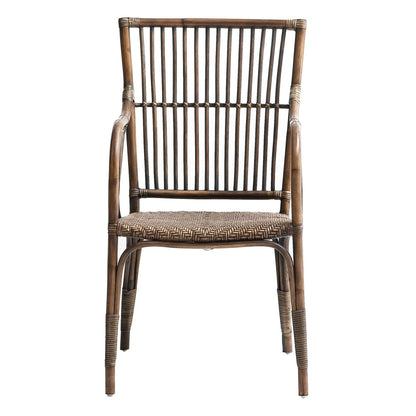 Set of Two Natural Rattan Slat Back Dining Arm Chairs - Loft&Timber