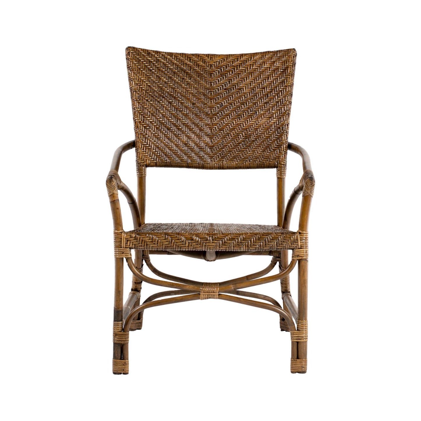 Set of Two Natural Rattan Open Back Dining Arm Chairs - Loft&Timber