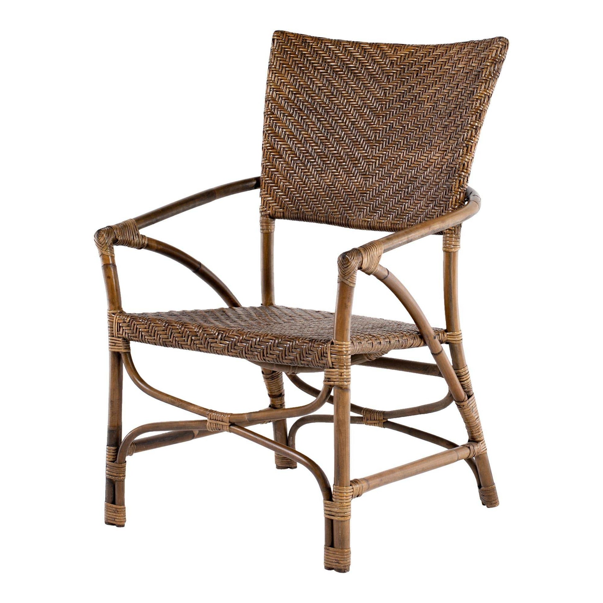 Set of Two Natural Rattan Open Back Dining Arm Chairs - Loft&Timber
