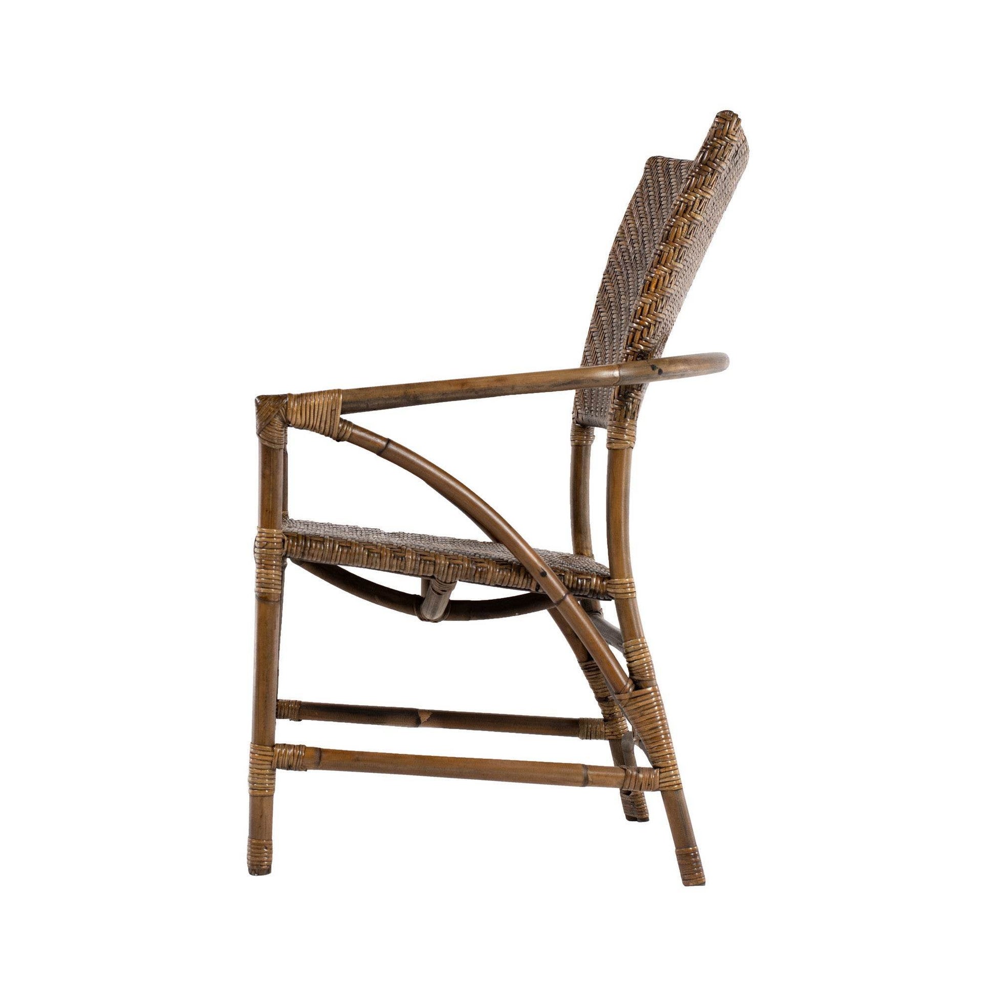 Set of Two Natural Rattan Open Back Dining Arm Chairs - Loft&Timber