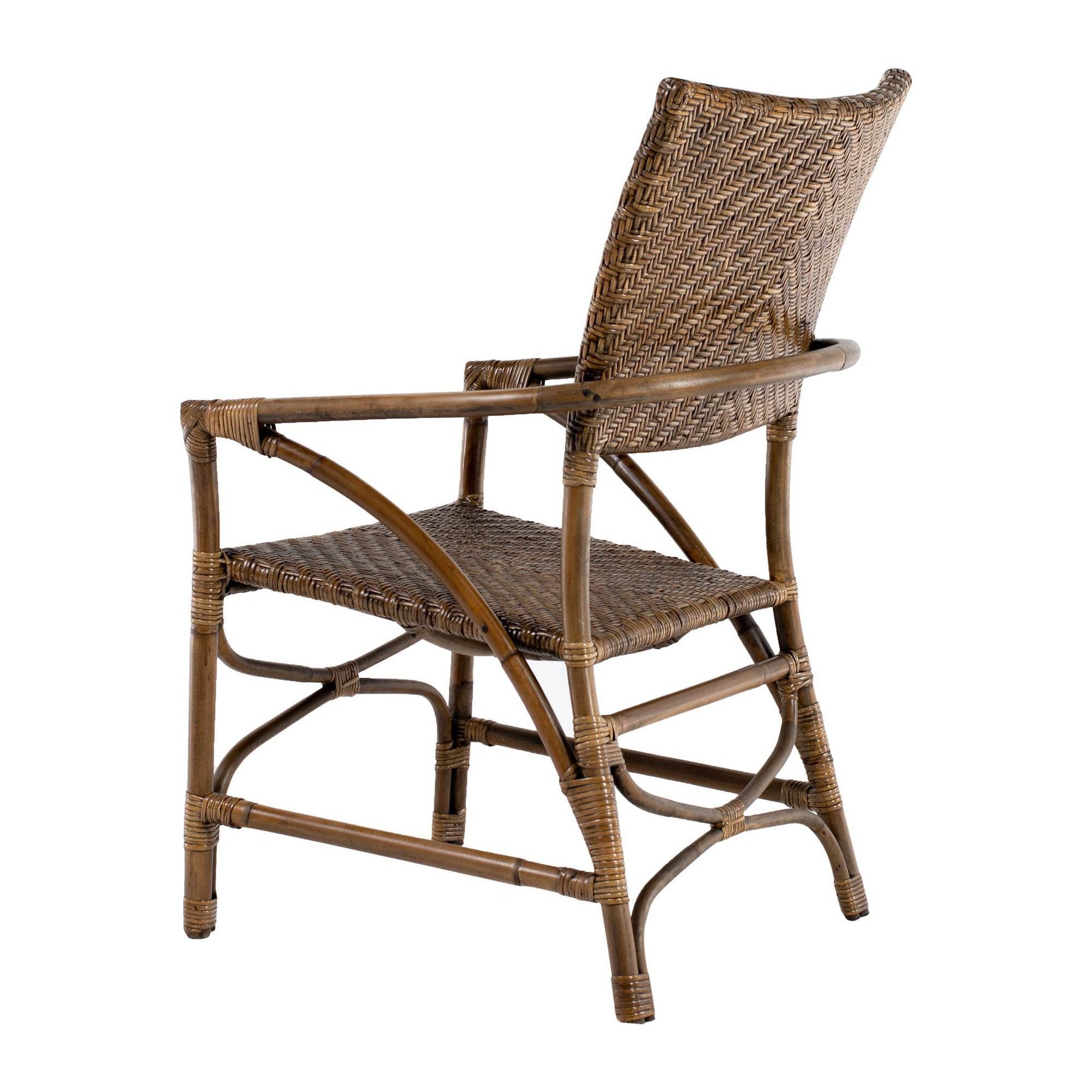 Set of Two Natural Rattan Open Back Dining Arm Chairs - Loft&Timber