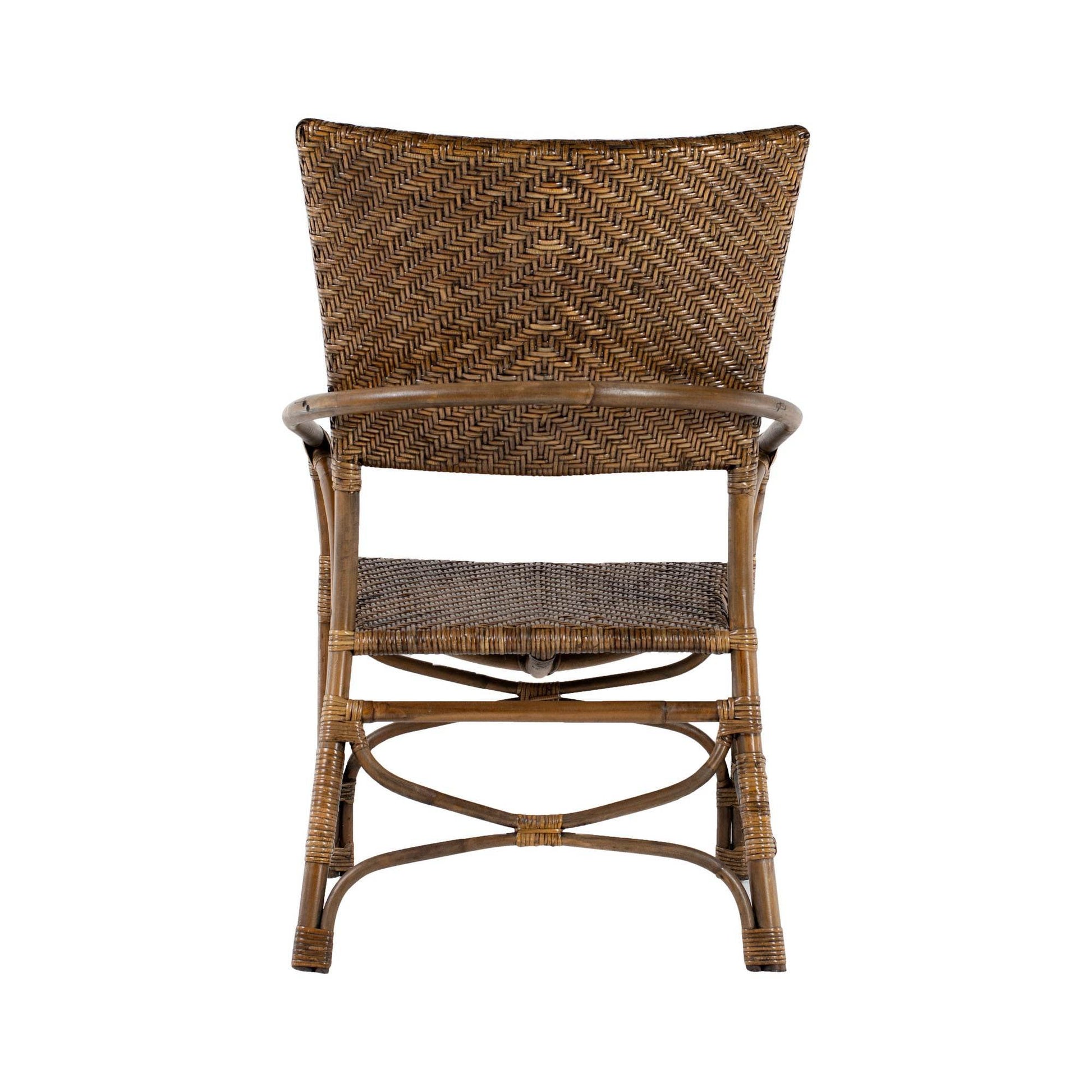 Set of Two Natural Rattan Open Back Dining Arm Chairs - Loft&Timber