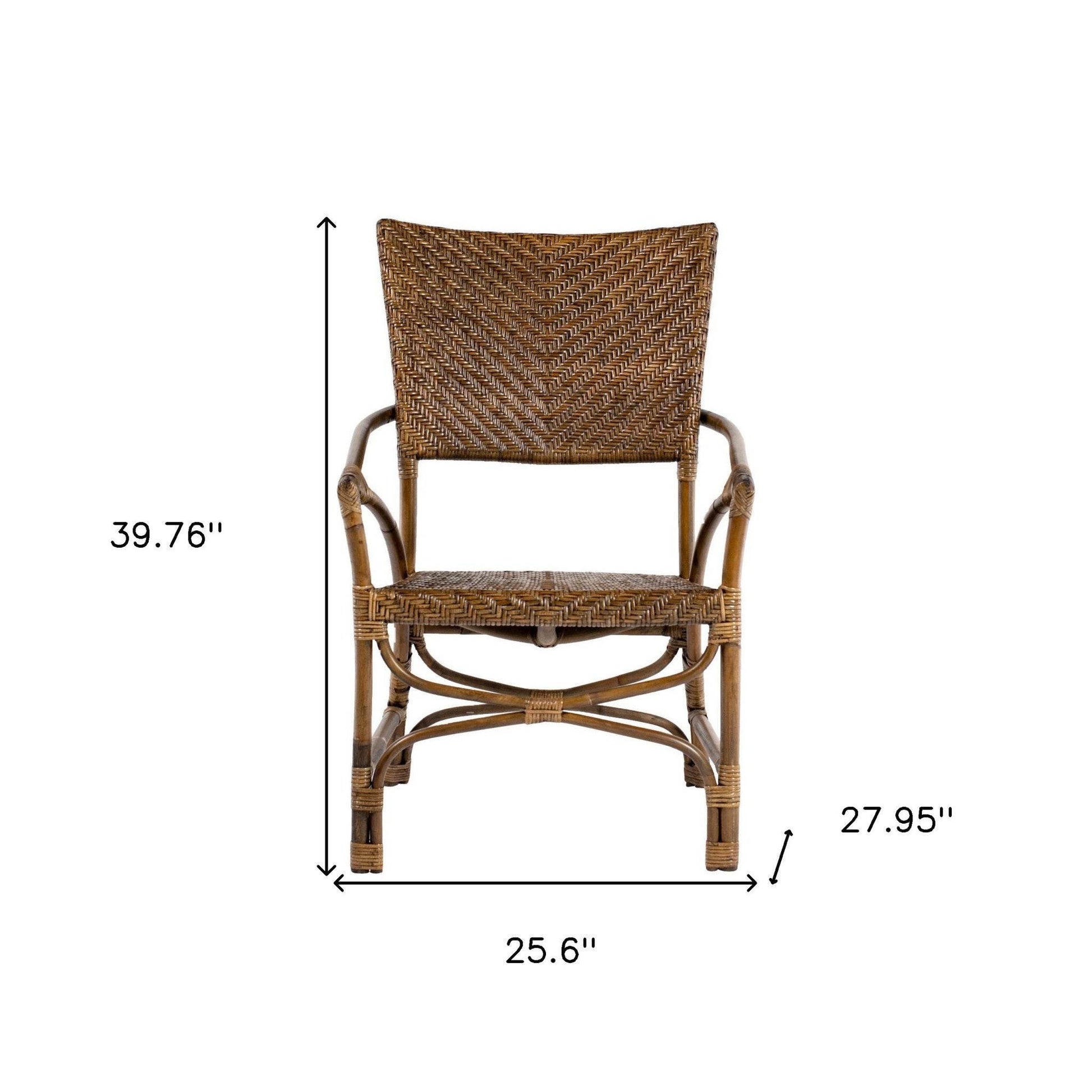 Set of Two Natural Rattan Open Back Dining Arm Chairs - Loft&Timber