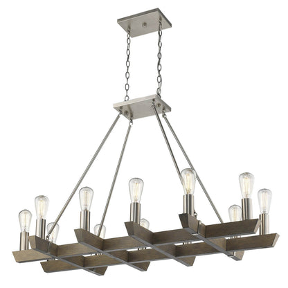 Silver Kitchen Island Twelve Light Metal Dimmable Chandelier - Loft&Timber