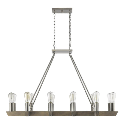 Silver Kitchen Island Twelve Light Metal Dimmable Chandelier - Loft&Timber