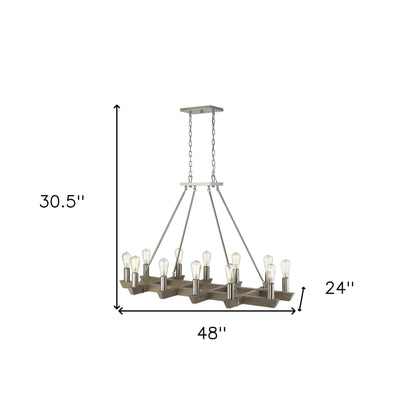 Silver Kitchen Island Twelve Light Metal Dimmable Chandelier - Loft&Timber