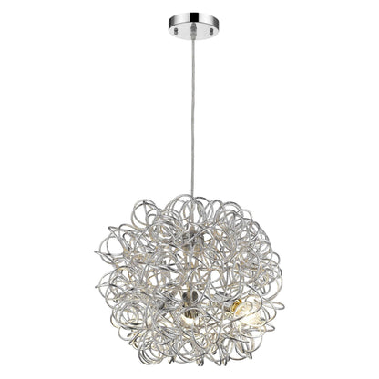 Mingle 3-Light Polished Chrome Pendant With Faceted Chrome Aluminum Wire Shade - Loft&Timber
