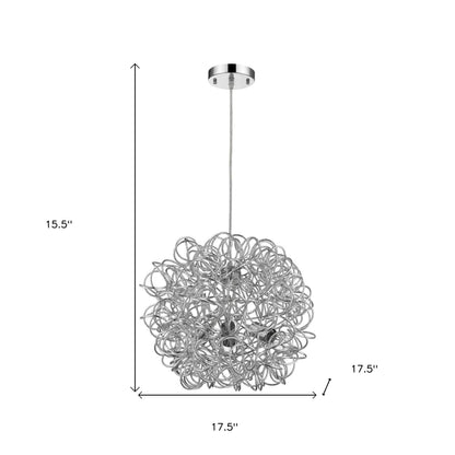 Mingle 3-Light Polished Chrome Pendant With Faceted Chrome Aluminum Wire Shade - Loft&Timber