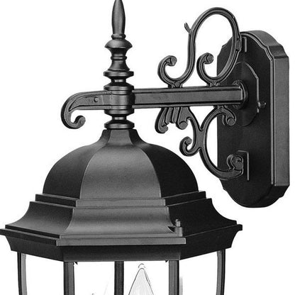 Three Light Matte Black Wide Hanging Lantern Wall Light - Loft&Timber