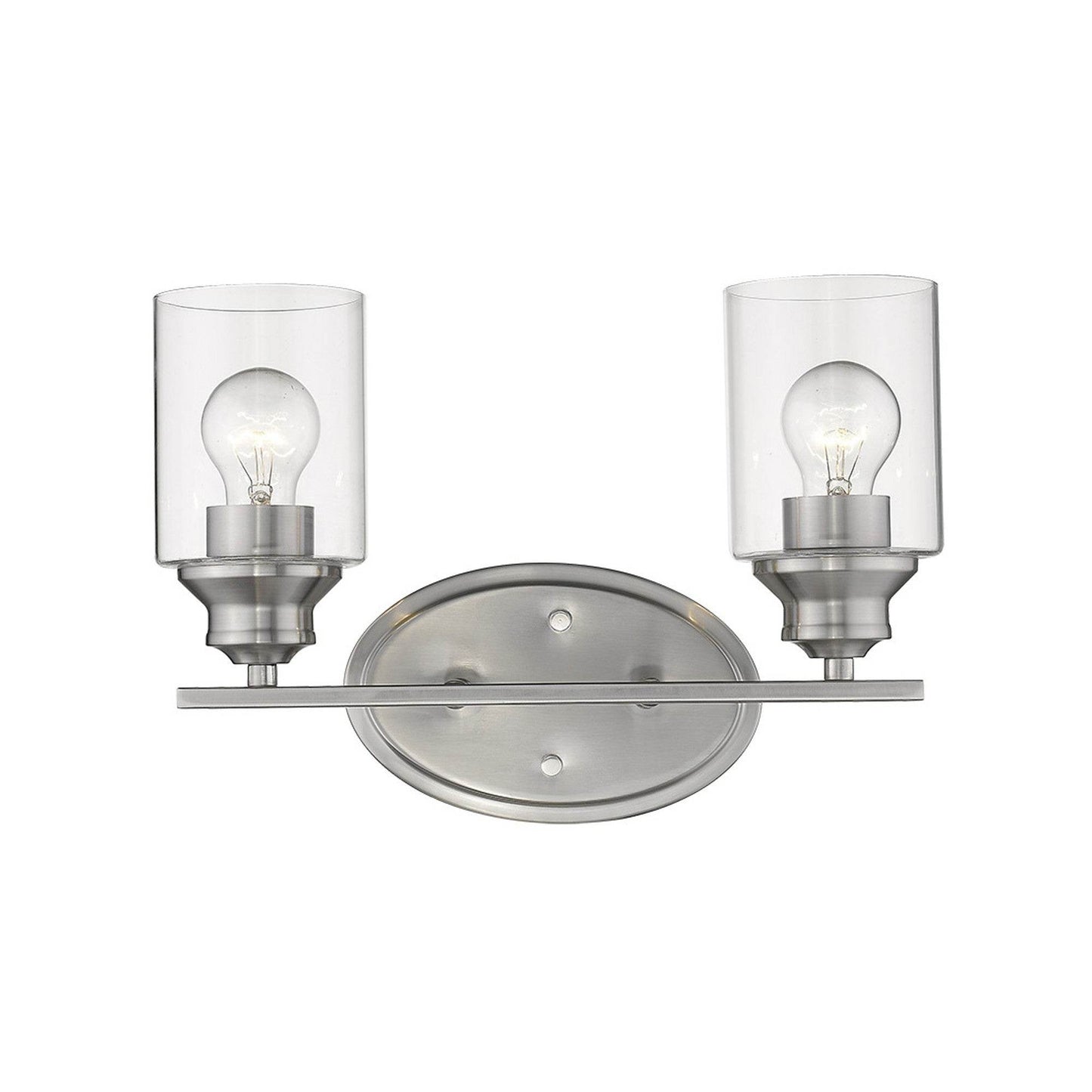 Two Light Silver Wall Light with Clear Glass Shade - Loft&Timber