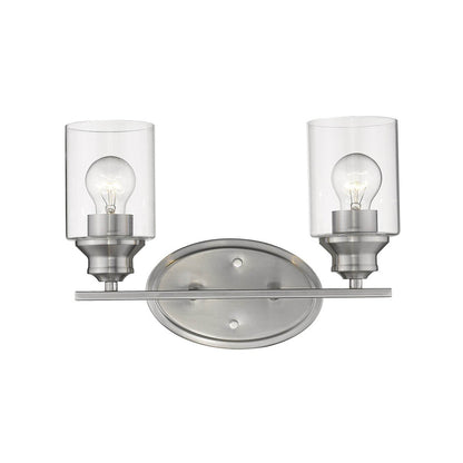 Two Light Silver Wall Light with Clear Glass Shade - Loft&Timber