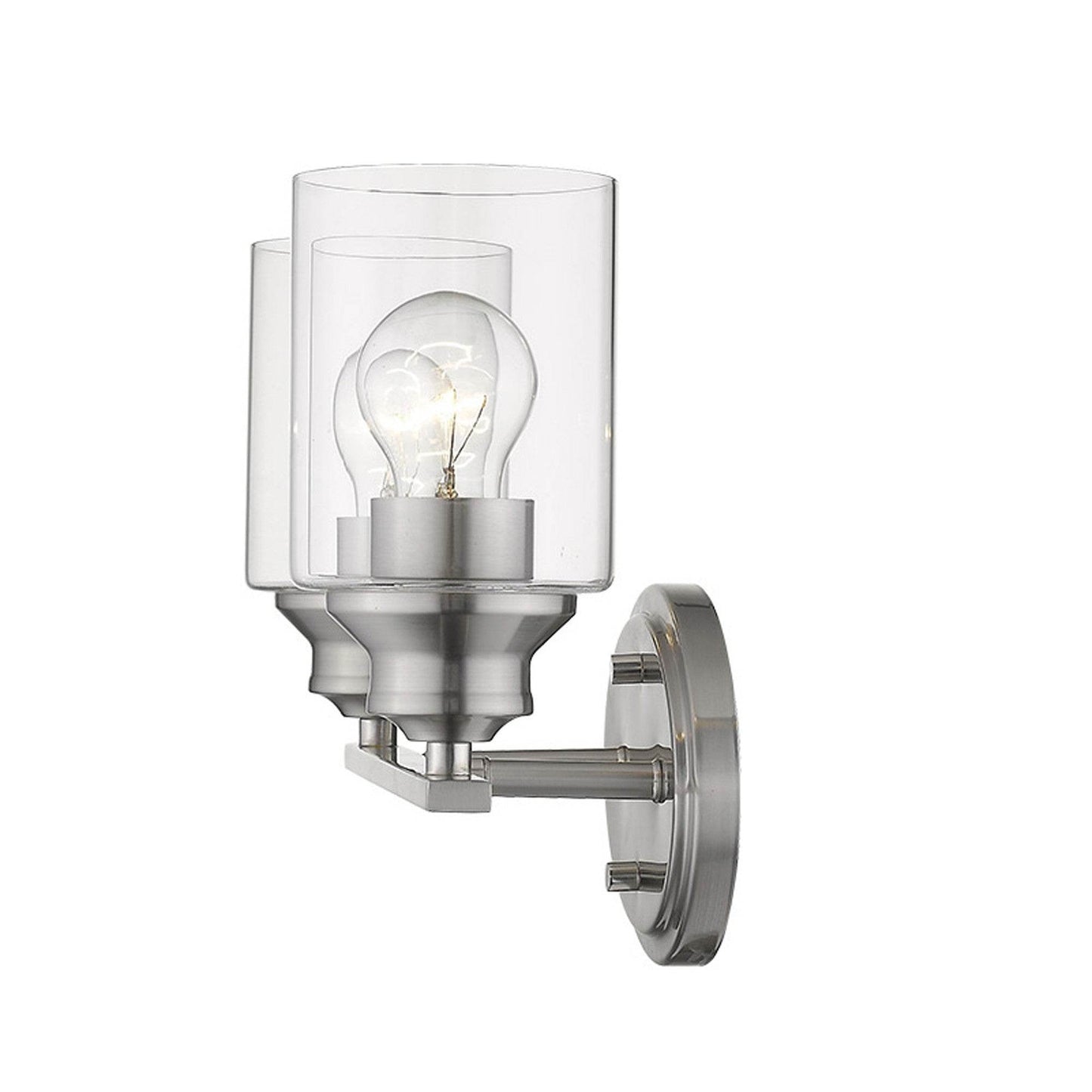 Two Light Silver Wall Light with Clear Glass Shade - Loft&Timber