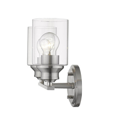 Two Light Silver Wall Light with Clear Glass Shade - Loft&Timber