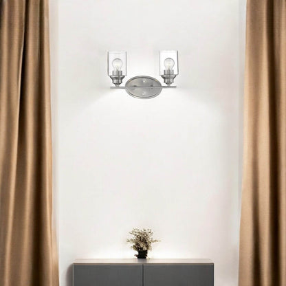 Two Light Silver Wall Light with Clear Glass Shade - Loft&Timber