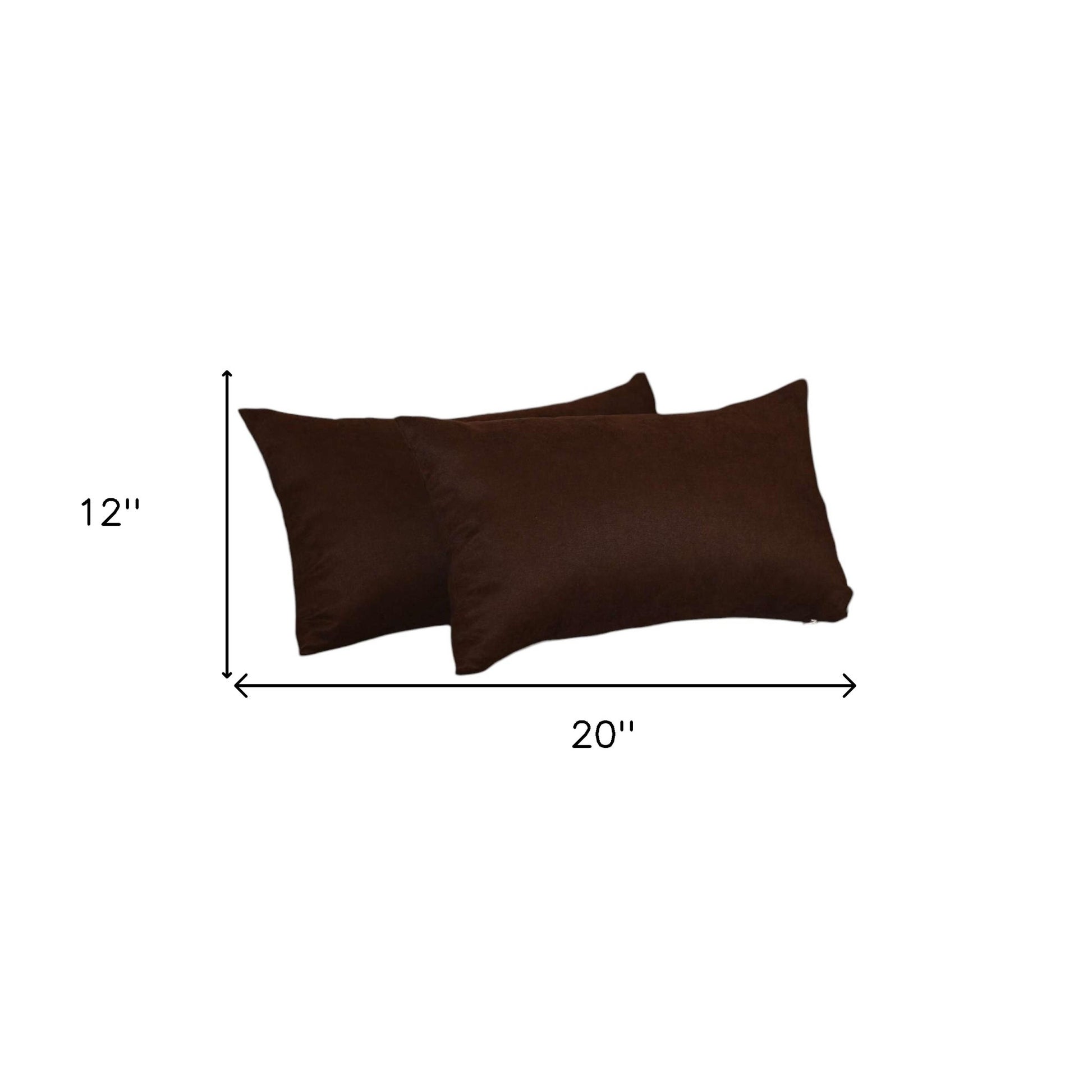 Set of Two 12" X 20" Brown Fabric Lumbar Throw Pillows - Loft&Timber