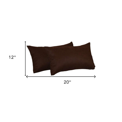 Set of Two 12" X 20" Brown Fabric Lumbar Throw Pillows - Loft&Timber
