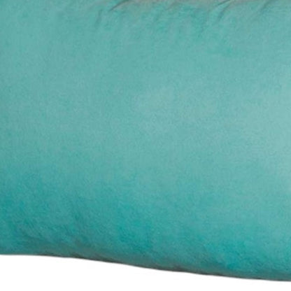 Set of Two 12" X 20" Turquoise Fabric Lumbar Throw Pillows - Loft&Timber