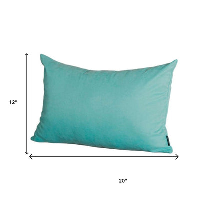 Set of Two 12" X 20" Turquoise Fabric Lumbar Throw Pillows - Loft&Timber