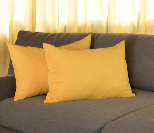 Set of 2 Yellow Modern Lumbar Throw Pillows - Loft&Timber