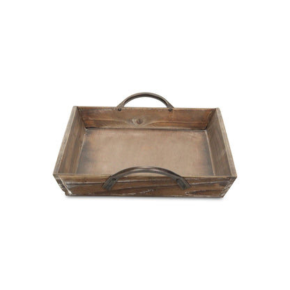 19" Brown Wood Handmade Serving Tray With Handles - Loft&Timber