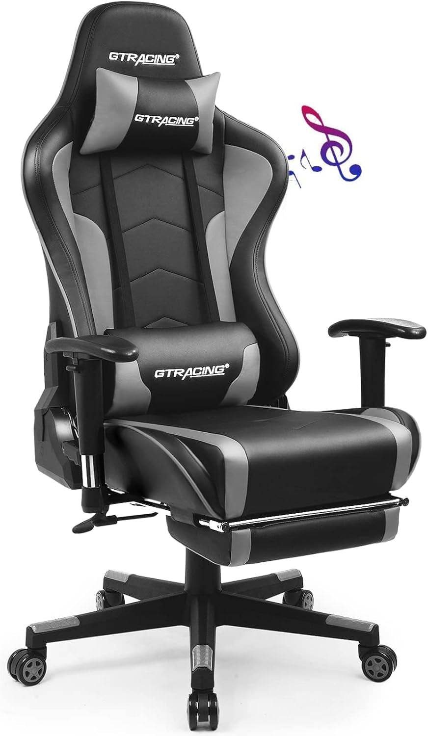 Gaming Chair with Footrest (Gray) - Loft&Timber