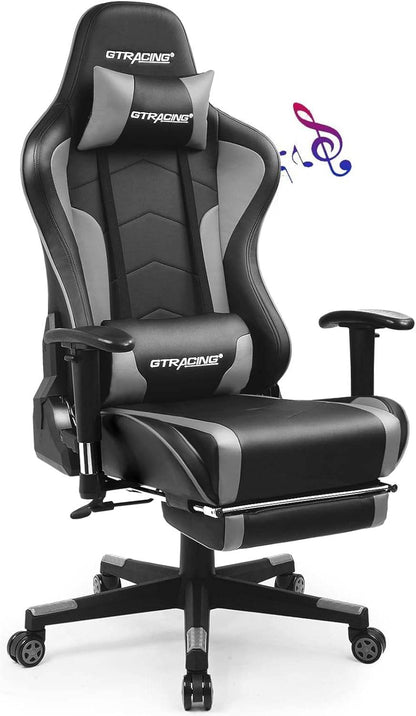 Gaming Chair with Footrest (Gray) - Loft&Timber