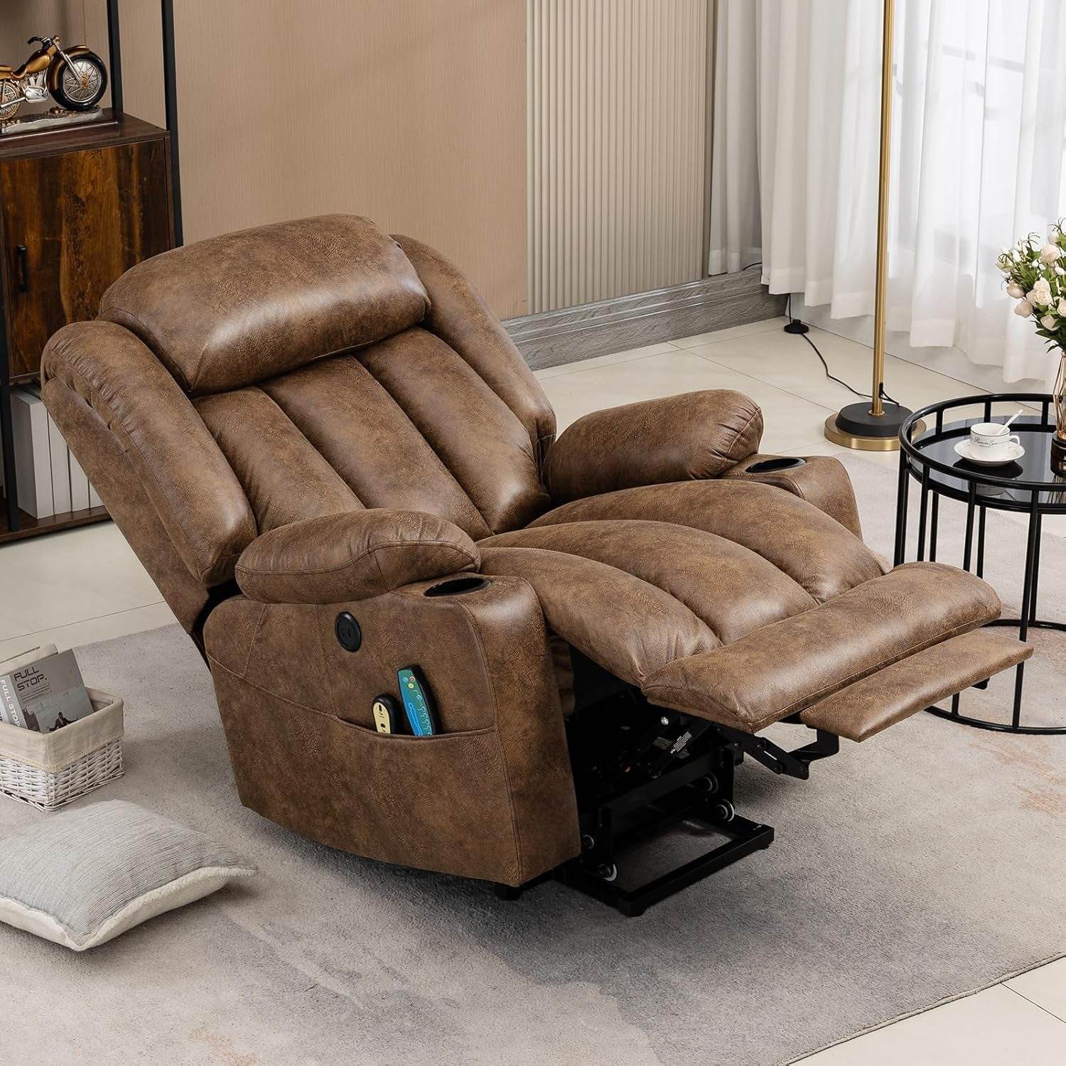 Tall Man Power Lift Recliner Massage, Heat, Extended Footrest - Loft&Timber