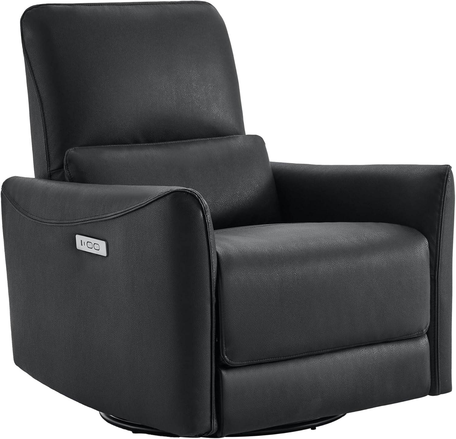 Power Recliner Chair Swivel Glider, FSC Certified Upholstered Faux Leather, Black - Loft&Timber