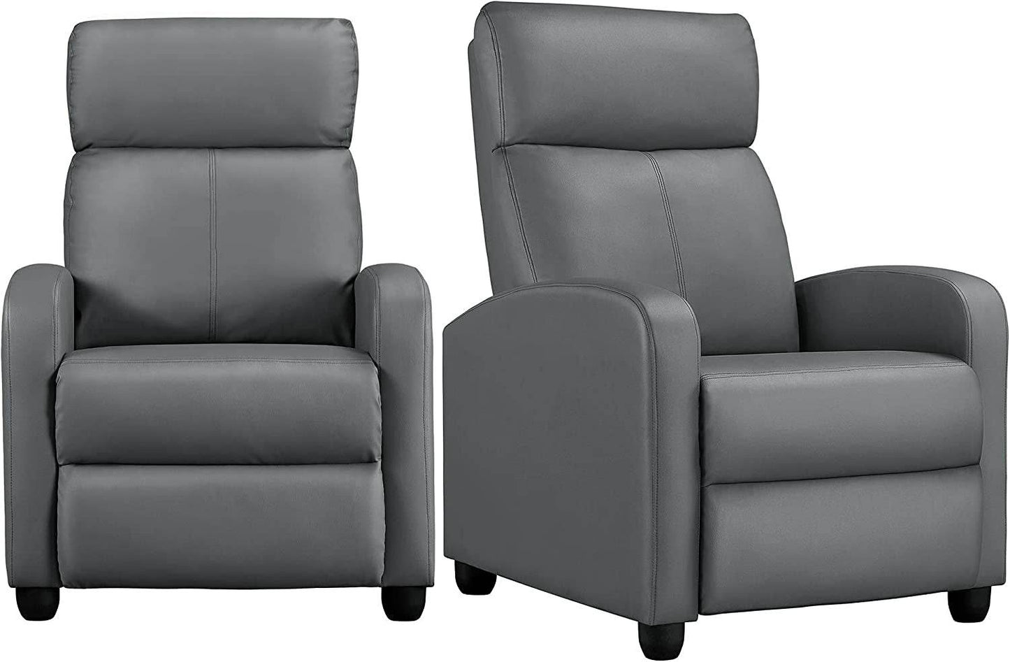 Padded Seat Recliner Chair Set of 2, Grey - Loft&Timber