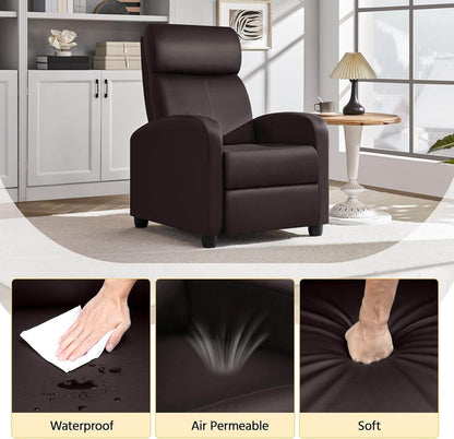 Recliner Chair Faux Leather Recliner Sofa Adjustable Modern Recliner Seat Club Chair Home Theater Seating Brown - Loft&Timber