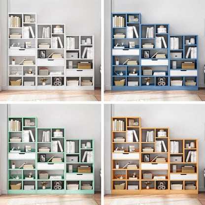 Bright Blue Wooden Bookcase with 8 Cubes - Loft&Timber