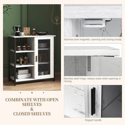 Mini Coffee Bar Cabinet with Storage, 27.5'' Small Kitchen Bar Table, Cute Corner Bar Cabinet for Tea, Buffet Sideboard Cabinet for Dining Room, Farmhouse Coffee Station for Wine (White) - Loft&Timber