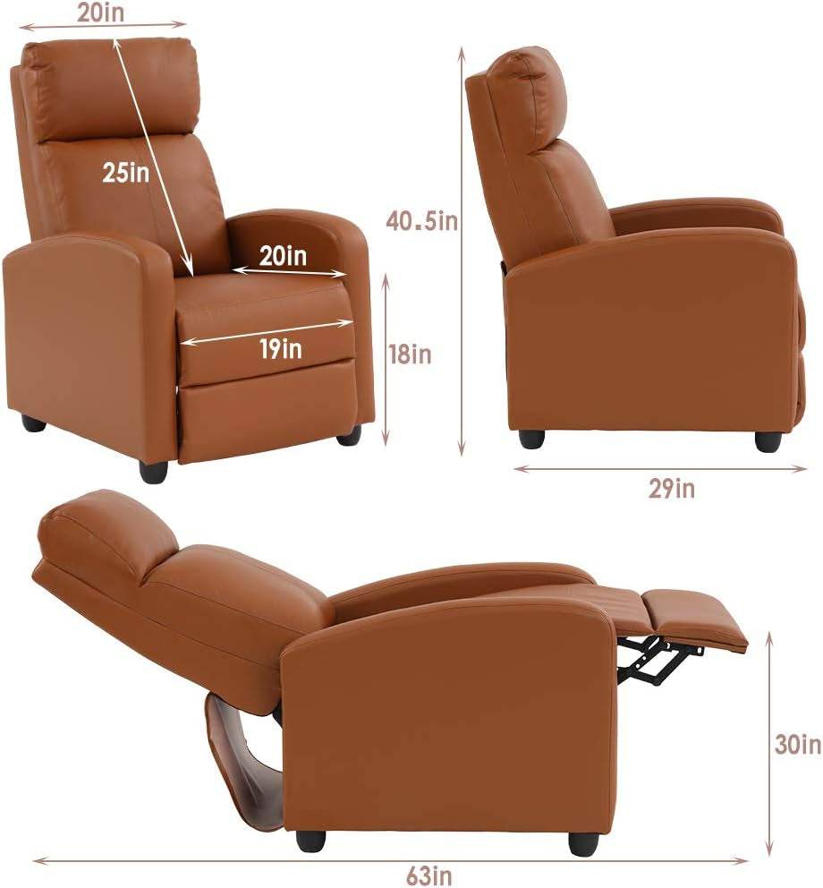 Recliner Chair for Living Room Reading Chair Home Theater Seating Reclining Chair Recliner Sofa Winback Chair Single Sofa Modern Easy Lounge with PU Leather Padded Seat Backrest - Loft&Timber