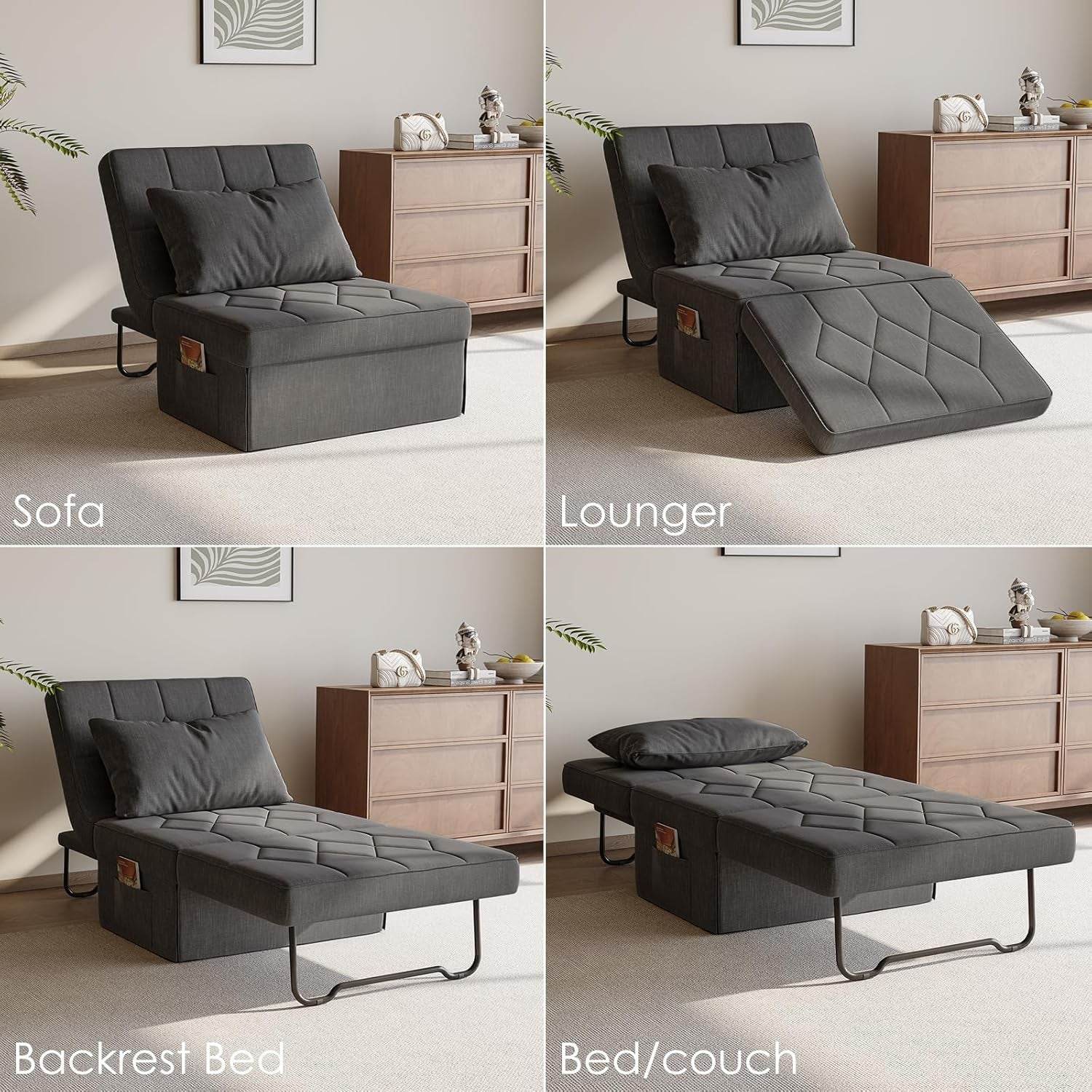 4 In 1 Convertible Sleeper Sofa Bed With Ottoman - Loft&Timber